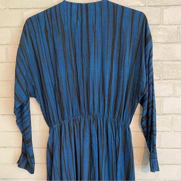 Stella & Rose Blue Black Boho Striped Modest Lightweight Dress sz Small NWOT - Picture 6 of 16